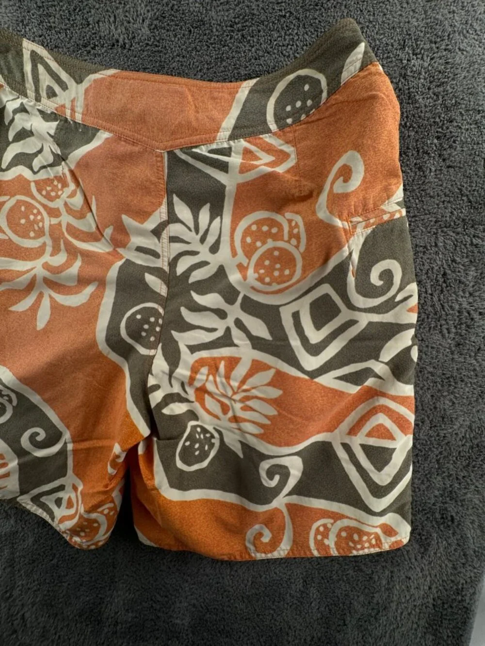 Patagonia Swim Trunk Men Board Shorts Adult Swimming Size 34 Orange Tiki Floral